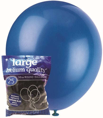25pk Large Sapphire Blue 30cm Round Latex Balloons